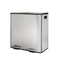 thumbnail image 1 of Dual Trash Can, 60 Liter (2x30L)/80 Liter (2x40L) Stainless Steel Step Trash Can, Rectangular Garbage Bin with Inner Buckets, Suit for Kitchen Office Home Use, 1 of 9