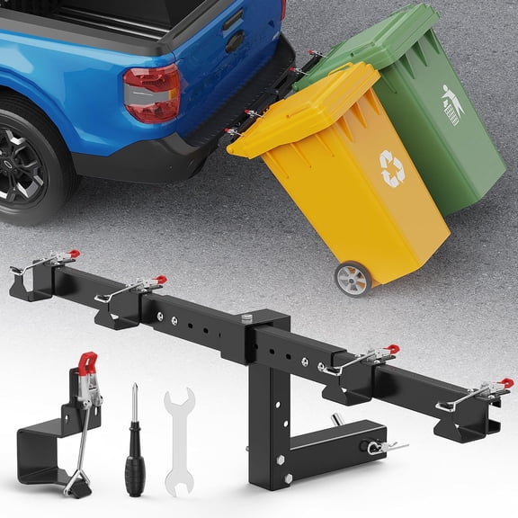 Dual Trash Can Hauler Hitch,Height Adjustable Trash Can Hitch,Double Garbage Can Hauler,Garbage Can Hauling Hitch,Trash Can Transporter Trailer Hitch