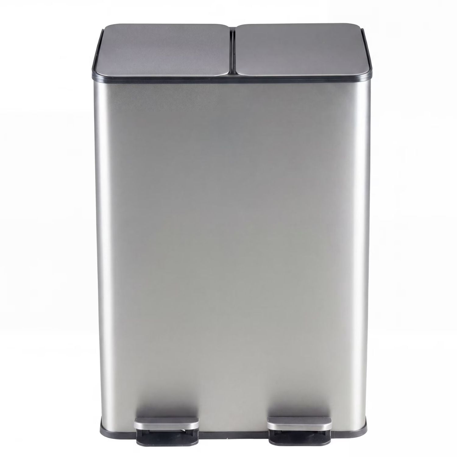Dual Trash and Recycling Bins for Kitchen, 2x8-Gallon Dual Trash Can with Lid, Stainless Steel Garbage Bin with 2 Removable Inner Buckets, for Kitchen, Home, Silvery