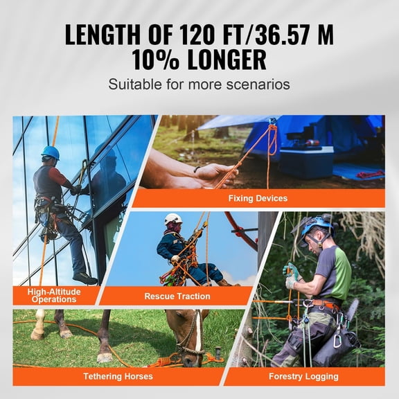 Dual Twisted Polyester Cord,1/2"by 120 feet,48-Strand,8000 LBS Tensile Strength,Multi-Use Outdoor Rope for Arborist Activities,Hiking,Swinging,Rappelling,and Rescue,Or