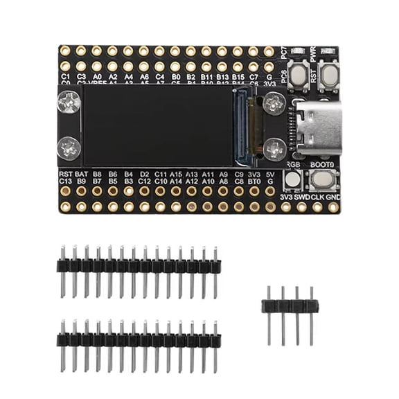 Dual Type-C STM32F103RCT6 Mini Microcontroller Development Board with 0.96Inch Lcd Screen and Flash Minimum System Board,1 * Development Board 1 set * needles