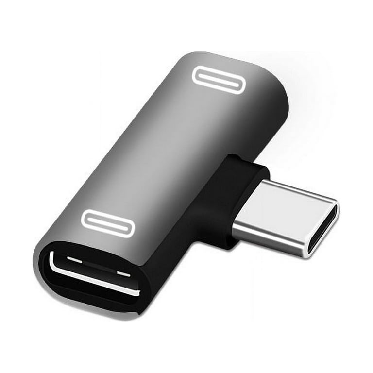 Dual Type C USB C Earphone Headphone Audio Charging Charger