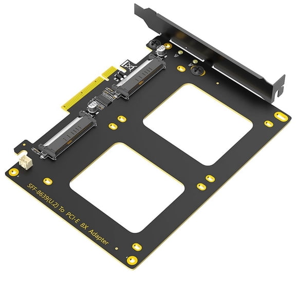 Dual U.2 SSD to PCIe 4.0 X8 Adapter, Support 2 X U.2 SSD or Soft , Without PCI-E Splitter Function