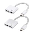 Dual USBC Headphone Adapter(2Pack) 2in1 DAC Type C Jack Charging Aux