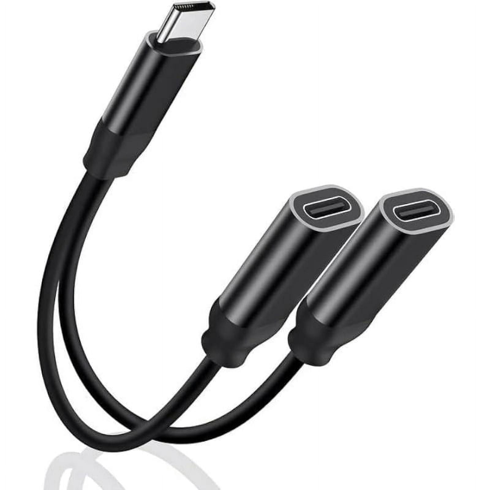Dual USB C Headphone and Charger Adapter, 2-in-1 Type C Audio Adapter ...