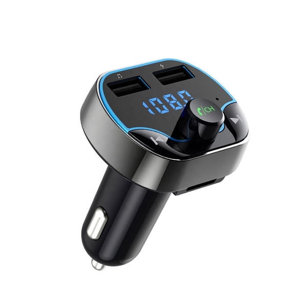Dual USB Car Bluetooth Charger FM Transmitter - Smart Voice Navigation Car MP3 Player, Wireless Audio Adapter for Cigarette Lighter