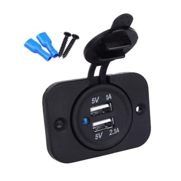 Dual USB Car Charger Socket, Waterproof DC 12V/3.1A Power Outlet for Car and More