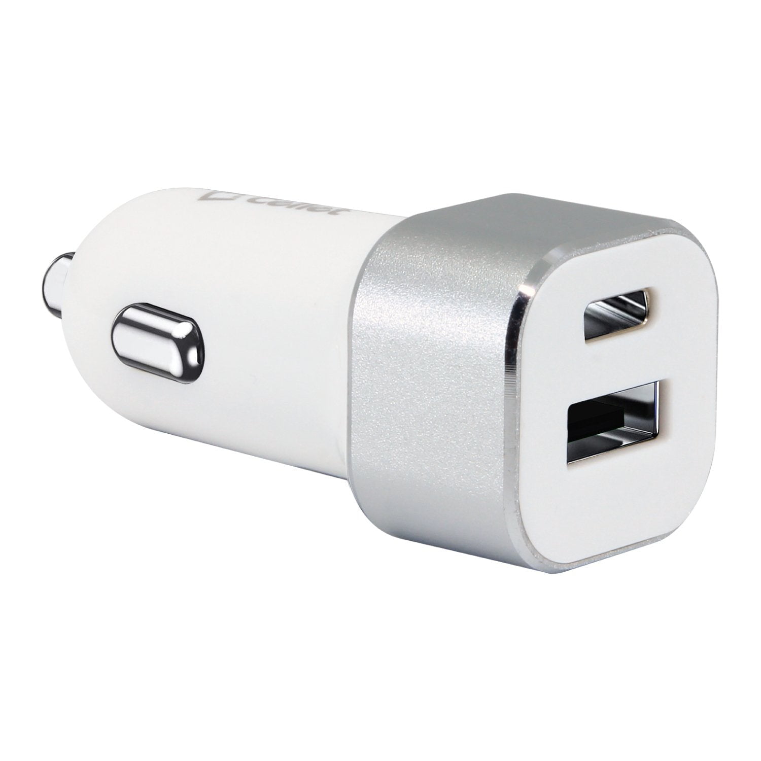 Dual USB Car Charger, Universal High Power 30 Watt Dual (USB A & USB C)  Port Car Charger by Cellet - White