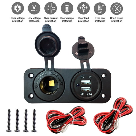 Dual USB Car Lighter Socket Splitter 12V Charger Power Adapter Outlet