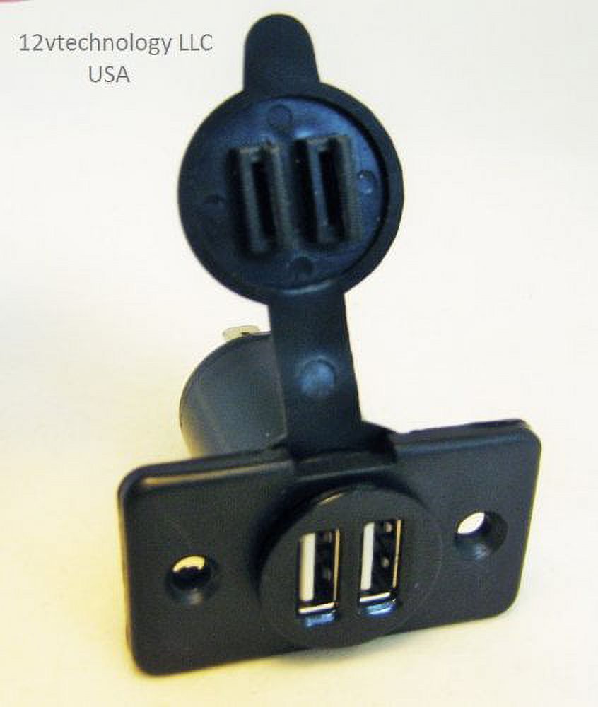 Dual USB Charger Socket 12 Volt Outlet Plug Jack Panel Mount Boat Sea Marine Car Truck Blue Rv ATV Auto #Ygd - image 1 of 2