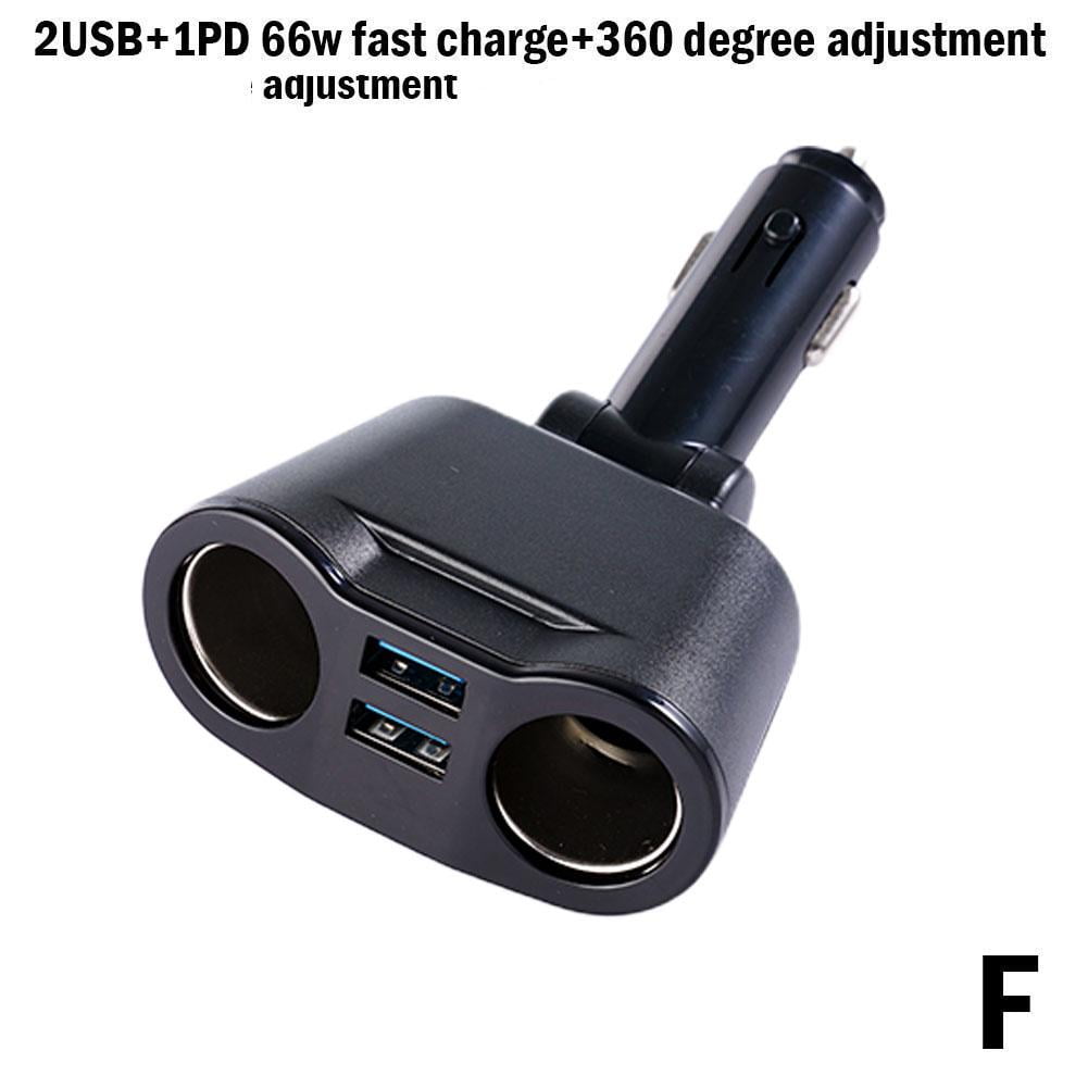 Dual USB DC LED Car Cigarette Lighter Adapter Charger 2-Way 12V Socket  Splitter O2H8 