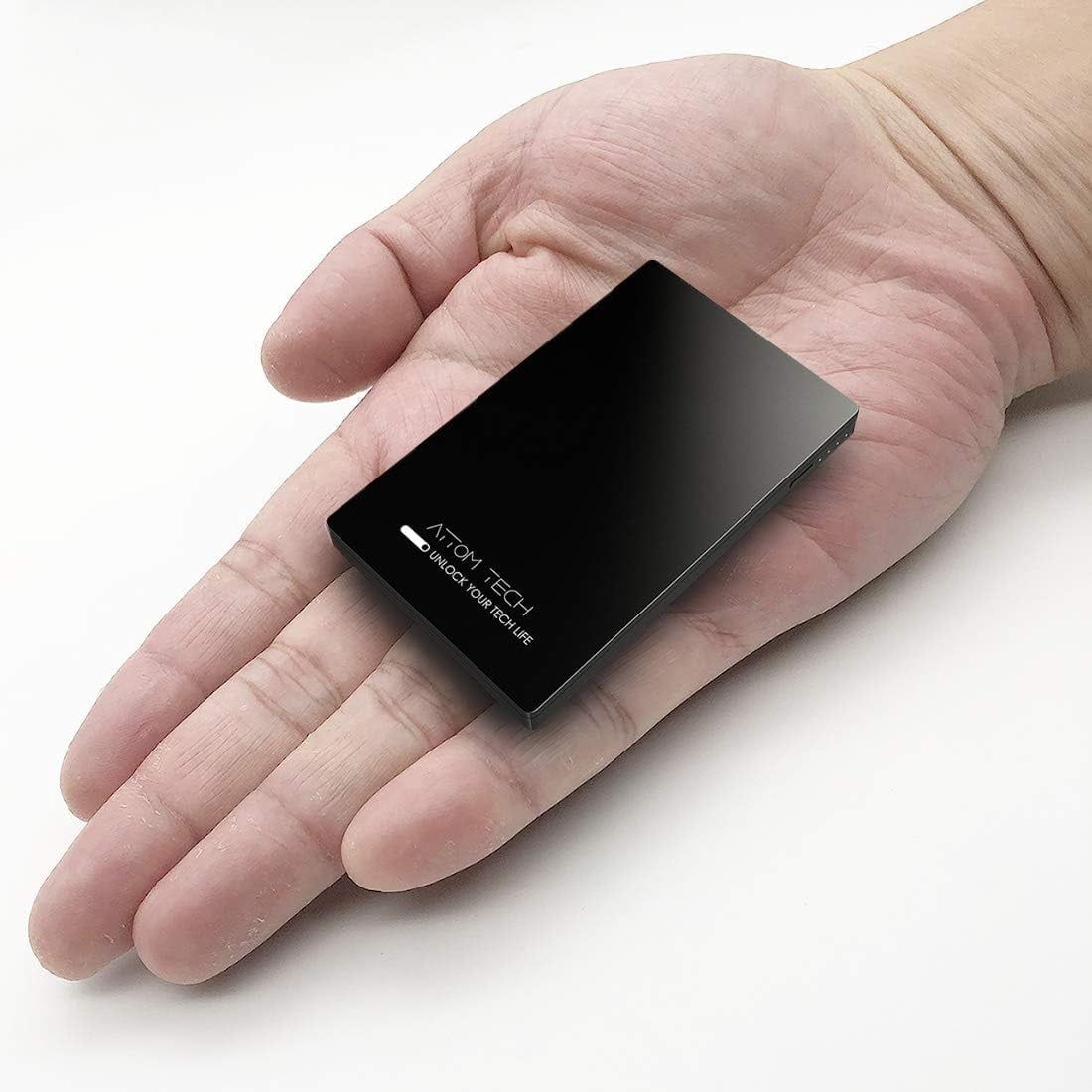 Dual USB Output Super Slim Power Bank Ultra Thin 3000mAh Portable Charger Mini External Phone Battery Pack Small Outlet Emergency Backup (Black)