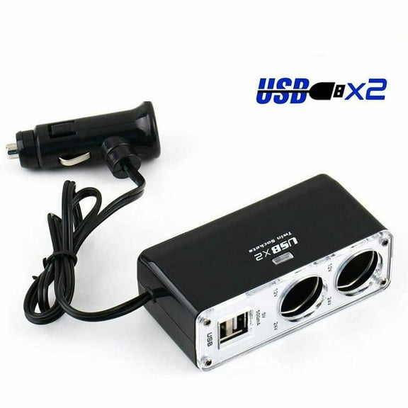 Dual USB Twin Port Car Charger with Power Socket Fast and Efficient Charging