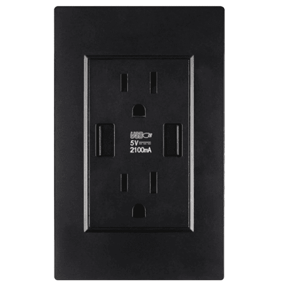 Dual USB Wall Outlet Charger, 15A Tamper-Resistant AC Power Socket with 2-Port 4.2A Smart Charging, Standard Wall Plate Replacement