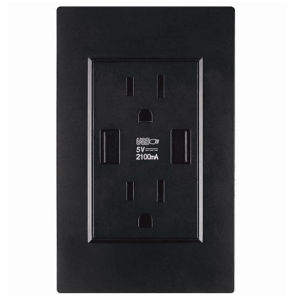 Dual USB Wall Outlet Port 15A Power Socket Charger AC Receptacle Plate Panel 110