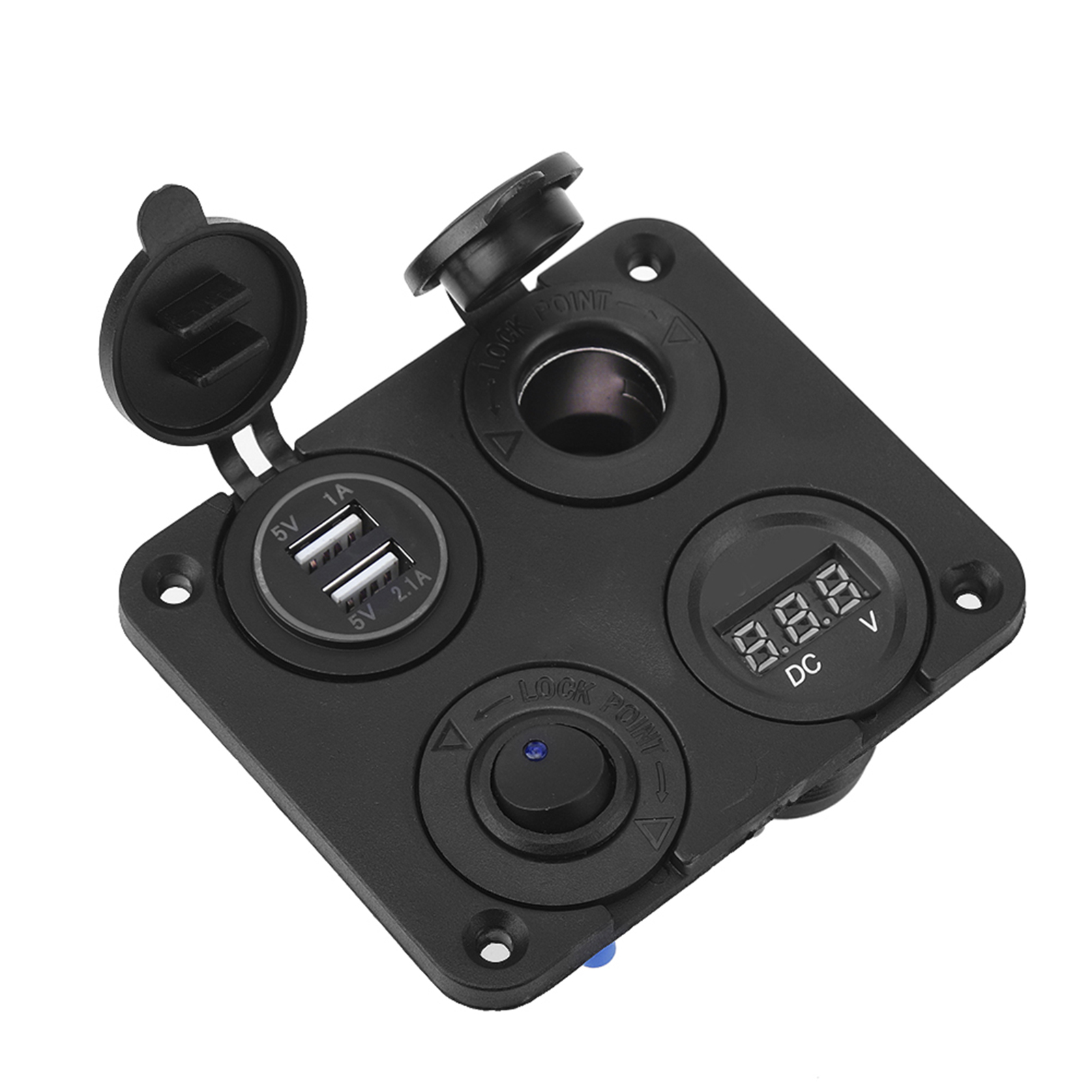 Dual Usb Switch Panel 12V 4 Gang LED Toggle Switch Panel Lighter