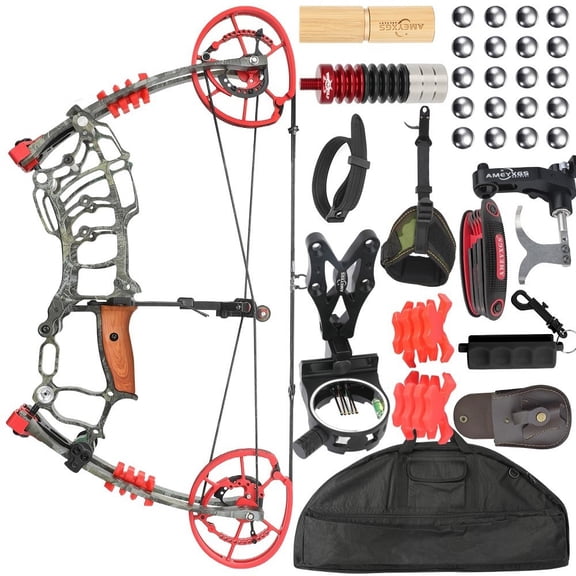 Dual-Use Compound Bow Kit 30-60lbs Steel Ball 25-30" Hunting Target Shooting