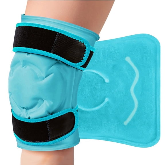 Dual Use Hot Cold Gel Knee Wrap, Reusable Ice Compression Sleeve for Knee Pain & Sports Recovery