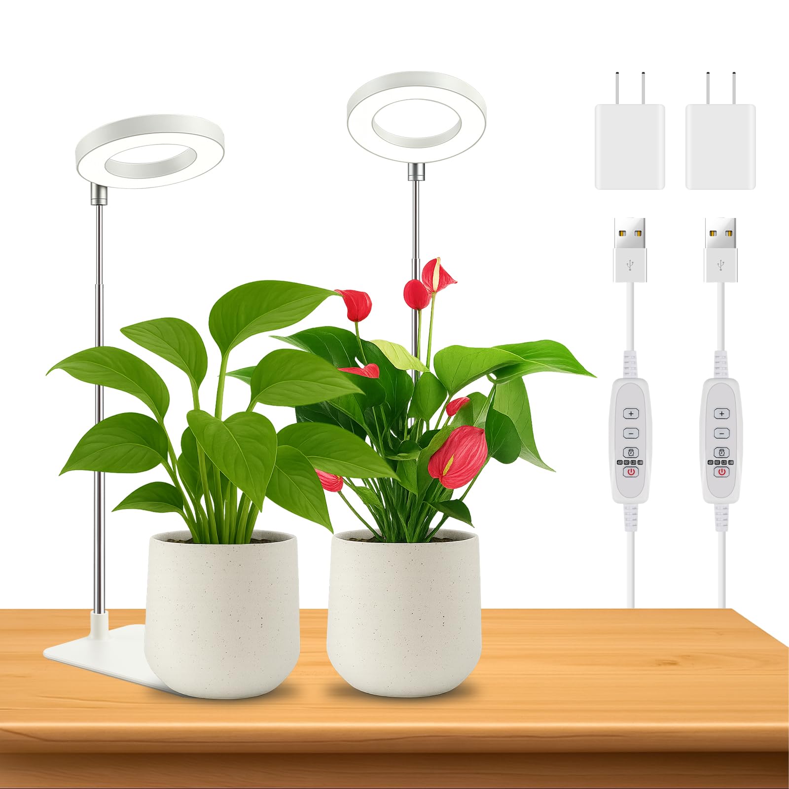 Dual-Use Ring Grow Light for Plants, Full Spectrum LED Plant Light with ...