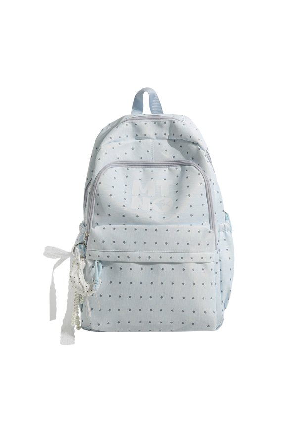 Dual-Use Star Daypack 20.87" Nylon Multi-Pocket Water-Resistant for Weekend Getaways Shopping (Light Blue)