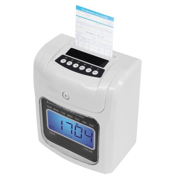 Dual Use Wall Mounted & Desktop Employee Time Clock Attendance Machine with LCD Display Scanner, Staff Check In Out Punch Clock with 50 Time Cards for Office, Company and Institution
