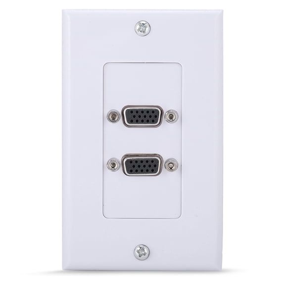 Dual VGA Port Socket Wall Plate Outlet Mount Panel Adapter 4.53 x 2.75 Inches / 11.5 x 7 cm