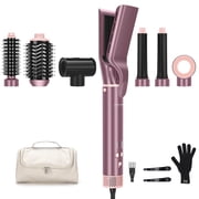 PARWIN PRO BEAUTY Dual Voltage 7-in-1 Hair Dryer Brush Styler, Hot Air Multi-Styler with Flyaways & Air Straightener & 28mm Auto Wrap Curlers for Frizz-Free, No
