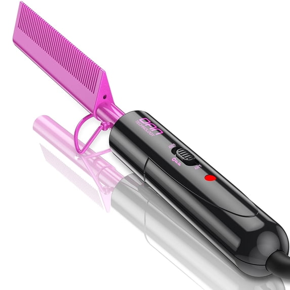 Dual Voltage Ceramic Pressing Comb - 450°F Fast Heating Mini Straightener for Lace Front Wigs and Black Women's Hair