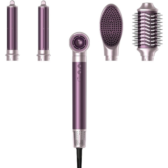 "Dual Voltage Hair Dryer Brush for Travel - 5 in 1 Air Styler Set with High-Speed Blow Dryer, Ionic Anti-Frizz, Compact Design with Travel Bag, Ideal for Worldwide Use (100V-240V)"