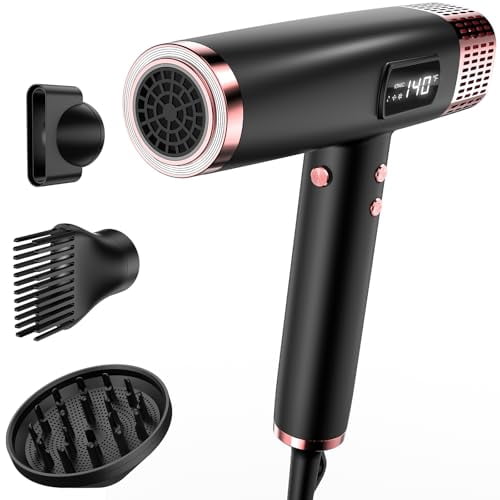 Dual Voltage Ionic Hair Dryer with Diffuser, Fast Drying, No Heat Damage, Low Noise, 1875W High-Speed Blow Dryer for Women
