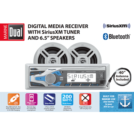 Dual WCPSX422BT Marine Stereo with 6.5" Speakers & Antenna, 100W Peak Power, Boat Audio, New