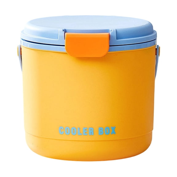 Dual-Wall Insulated Ice Bucket with Silicone Lid, 7.9×7.35 inch Portable Ice Storage Container, Ice Bucket with Lid, Durable Ice Cube Forming Receptacle for Cold Item Preservation, Orange