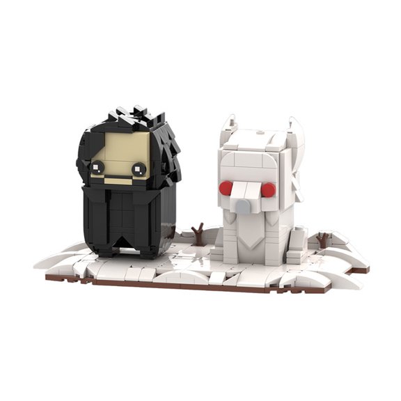 Dual Warrior Figures Building Blocks Set, DIY Assembly Snow Scene Brick Model, Creative Desktop Collectible Building Toy