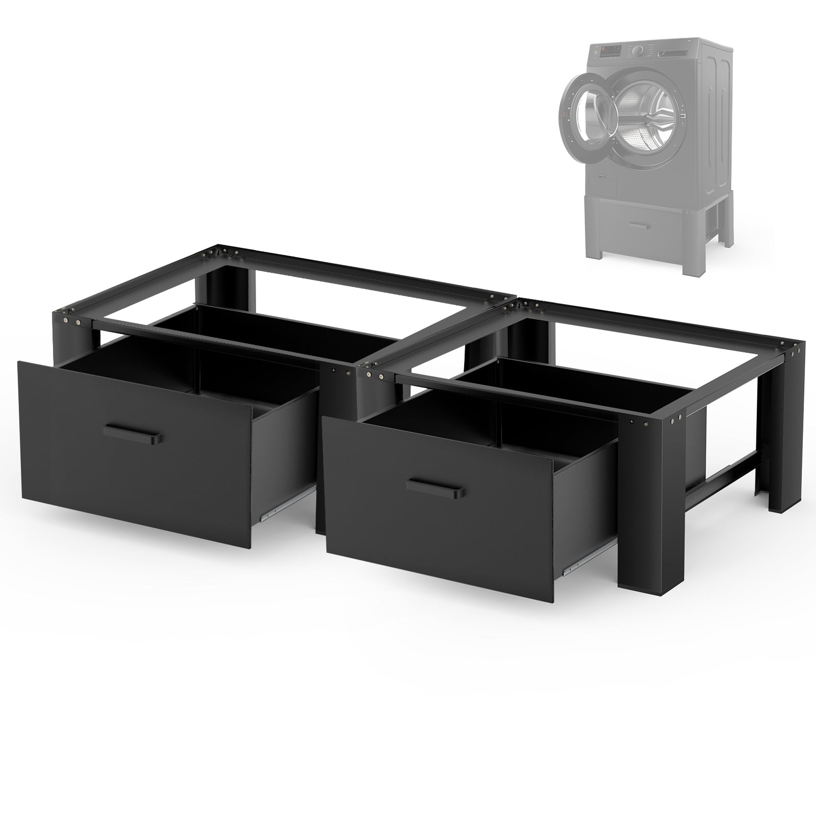 Dual Washing Machine Pedestals with Drawers 350Lb Heavy Duty Inlife 29" Laundry Pedestal 2 Pack