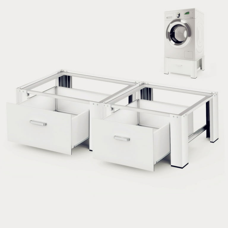 Dual Washing Machine Pedestals with Drawers 350Lb Heavy Duty