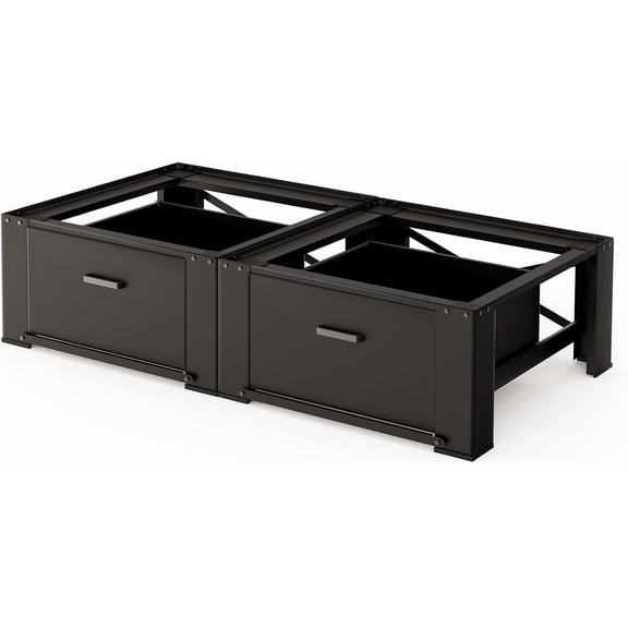 Dual Washing Machine Pedestals with Drawers 350Lb Heavy Duty Matalde 29" Laundry Pedestal 2 Pack Upgraded Design, Washer and Dryer Riser, Black