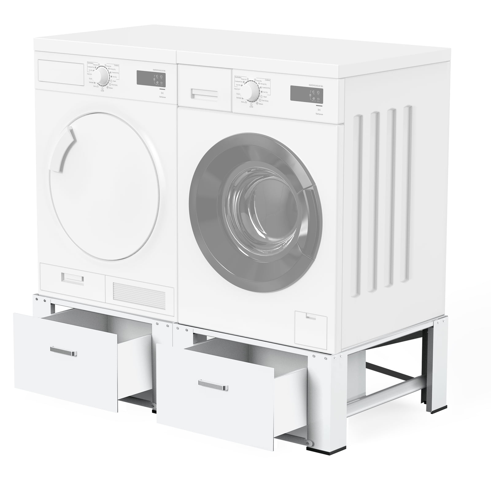Photo 1 of **these are just part****Dual Washing Machine Pedestals with Drawers 350Lb Heavy Duty Matalde 29" Laundry Pedestals 2 Sets Upgraded Design, Washer and Dryer Riser, White