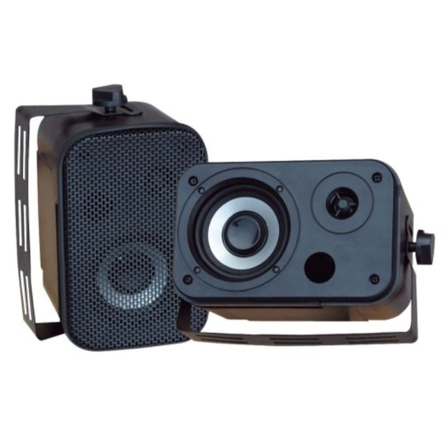 Dual Waterproof Outdoor Speaker System - 3.5 Inch Pair of Weatherproof Wall/Ceiling Mounted Speakers w/Heavy Duty Grill, Universal Mount - for Use in The Pool, Patio, Indoor - Pyle PDWR30B