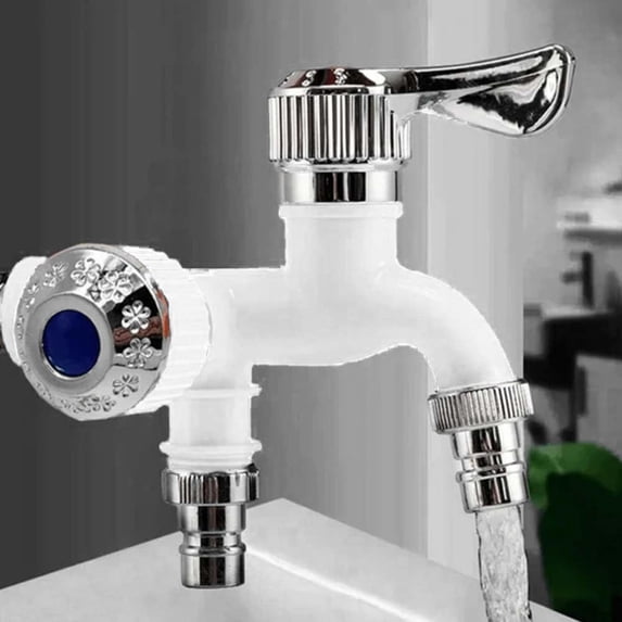 Dual-Way Outdoor Garden Faucet Split Adapters, Quick Open Hose Bib Tap Separators, Universal Single Tap Dual Water Line Branch Hardware Multipurpose 1pc Two-Way Faucet Splitter Turns One Tap Into T