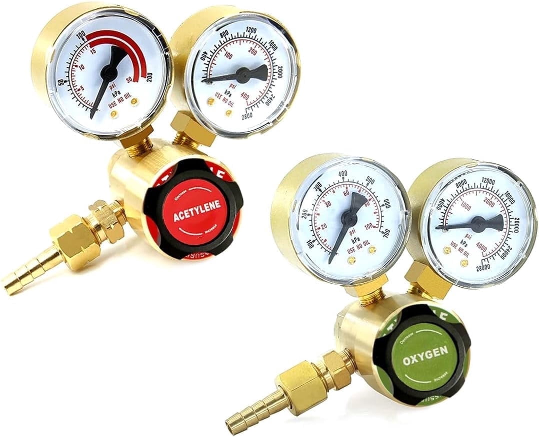 Dual Welding Gas Gauges, Oxygen (CGA-540) Acetylene (CGA-200 ...