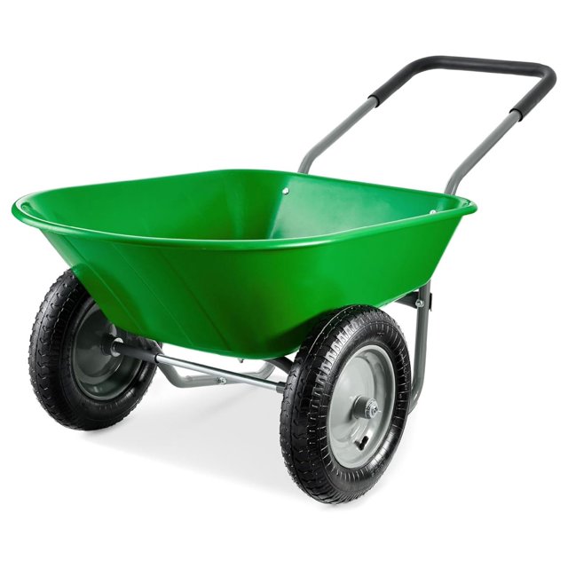 DualWheel Home Utility Yard Wheelbarrow Garden Cart w/Builtin Stand