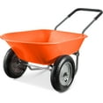 thumbnail image 1 of Dual-Wheel Home Utility Yard Wheelbarrow Garden Cart w/Built-in Stand for Lawn, Gardening, Construction - Orange, 1 of 8