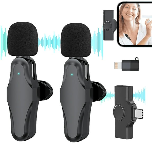 Dual Wireless Lavalier Microphone for Apple iPhone 14 13 12 11 Max Pro SE 7 8 X XR XS - Wireless bluetooth microphone for Recording Youtube Facebook Live Stream Tiktok Vlog Interview,Plug and Play