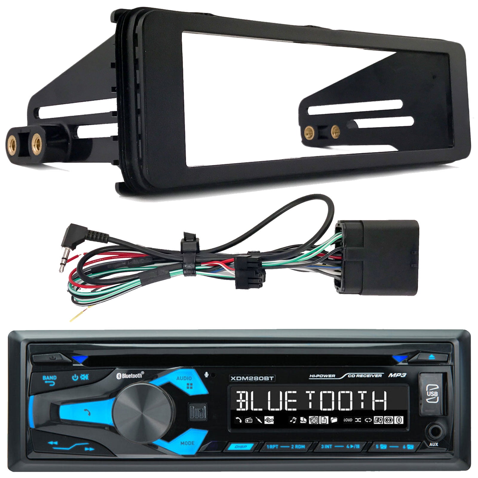 Dual XDM280BT Single DIN Bluetooth AM/FM Radio Stereo USB AUX 200W CD