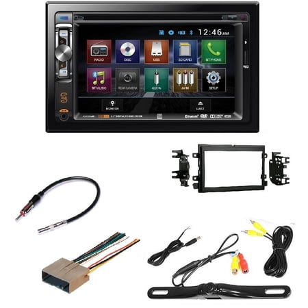 Dual XDVD276BT Double DIN Bluetooth Receiver w/ Double Din Dash Kit for Ford 2004-UP with Camera