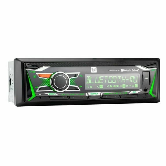 Dual XRM69RGB Single DIN Bluetooth Car Stereo with RGB Lighting and iPlug Smart Remote App, New