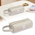 thumbnail image 1 of Dual Zipper Canvas Pencil Case, Pencil Bag, Soft Pencil Pouch, Large Capacity Stationery Bag, Handheld Pen Storage Case, Double Compartment Striped Pouch for Multipurpose Travel Sundry Storage 1Pcs, 1 of 5