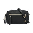 thumbnail image 1 of Dual Zipper Cross Body Shoulder Bag - PU Vegan Leather - Black Check, 1 of 7