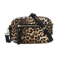 thumbnail image 1 of Daisy Rose Unisex Dual Zipper PU Vegan Leather Crossbody Shoulder Bag, Leopard, 1 of 7
