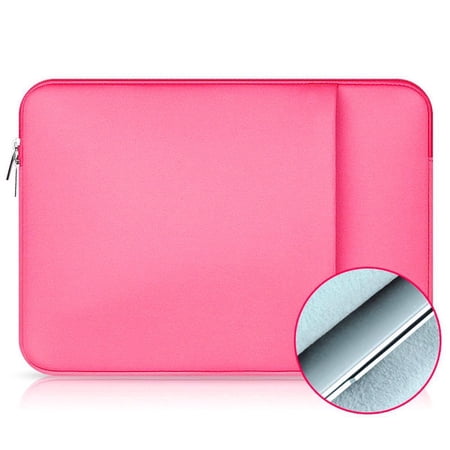 Dual Zipper Universal Waterproof Pouch Laptop Case Bag Sleeve Notebook Cover ROSE RED 15.6 INCH